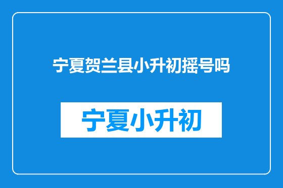 宁夏贺兰县小升初摇号吗