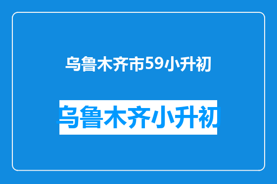 乌鲁木齐市59小升初