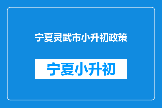 宁夏灵武市小升初政策