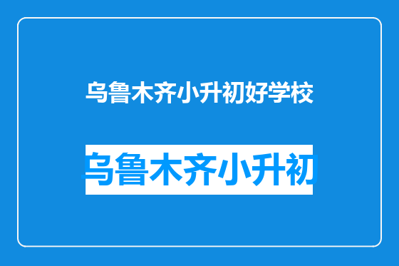 乌鲁木齐小升初好学校