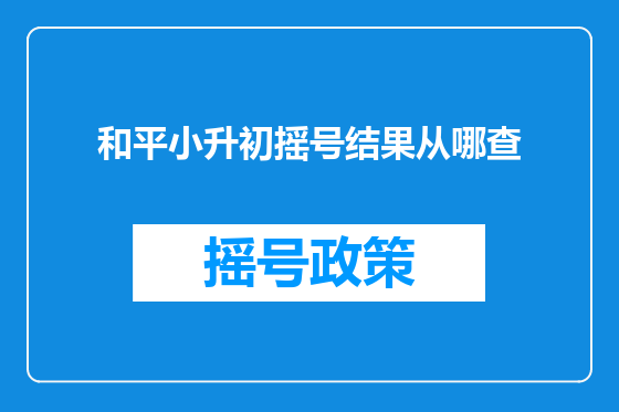 和平小升初摇号结果从哪查