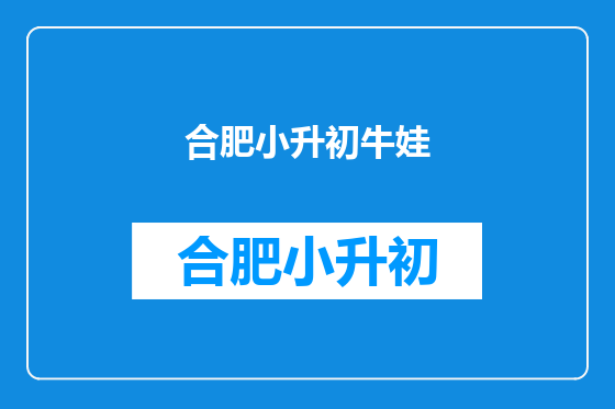 合肥小升初牛娃