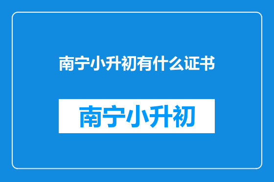 南宁小升初有什么证书