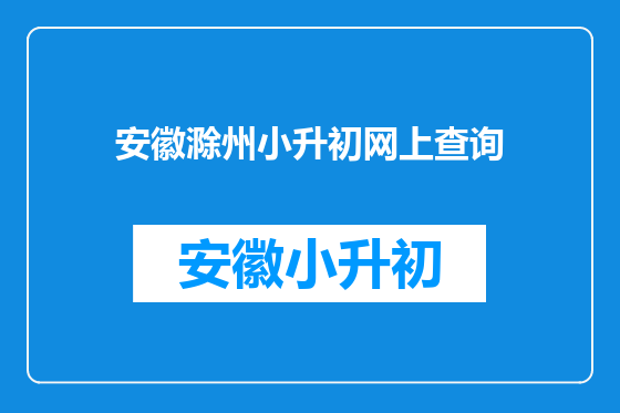 安徽滁州小升初网上查询