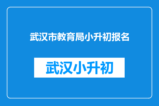 武汉市教育局小升初报名