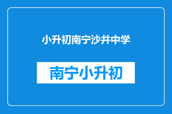 小升初南宁沙井中学