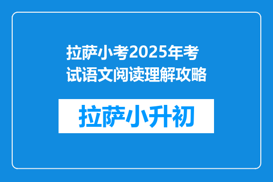 拉萨小考2025年考试语文阅读理解攻略