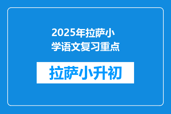 2025年拉萨小学语文复习重点