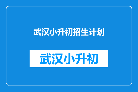 武汉小升初招生计划