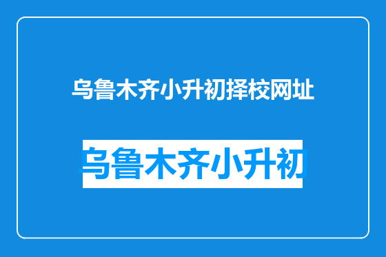 乌鲁木齐小升初择校网址