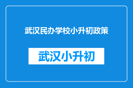 武汉民办学校小升初政策