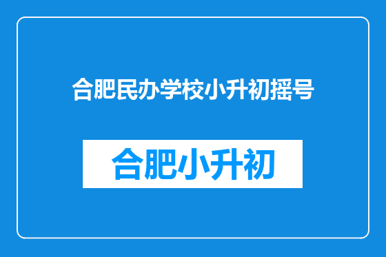 合肥民办学校小升初摇号
