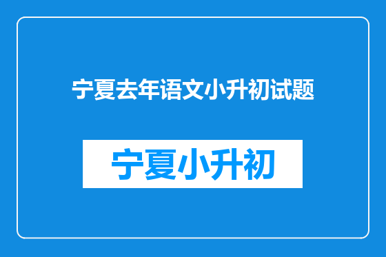 宁夏去年语文小升初试题