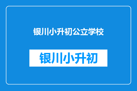 银川小升初公立学校