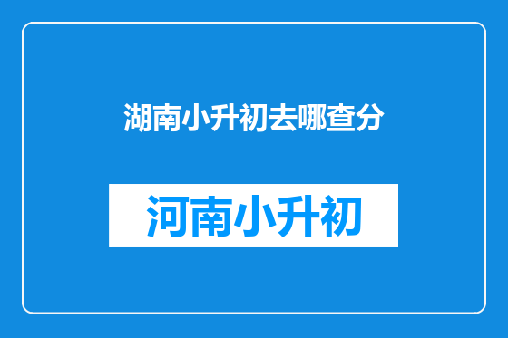 湖南小升初去哪查分