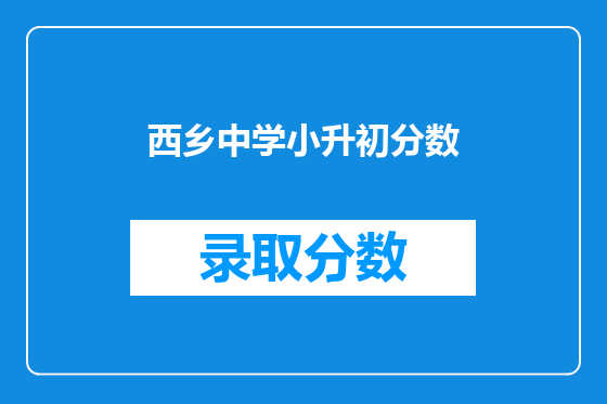 西乡中学小升初分数