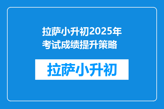 拉萨小升初2025年考试成绩提升策略