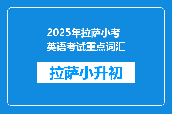 2025年拉萨小考英语考试重点词汇