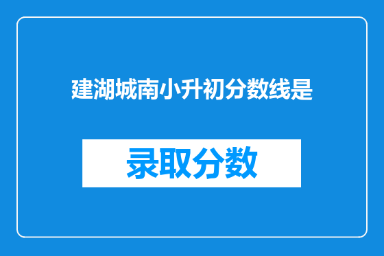 建湖城南小升初分数线是
