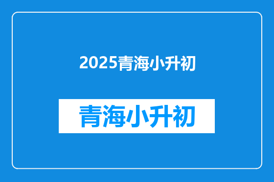 2025青海小升初