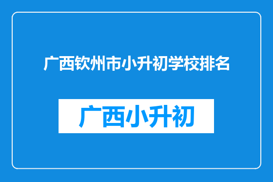 广西钦州市小升初学校排名