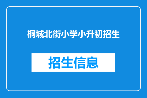 桐城北街小学小升初招生