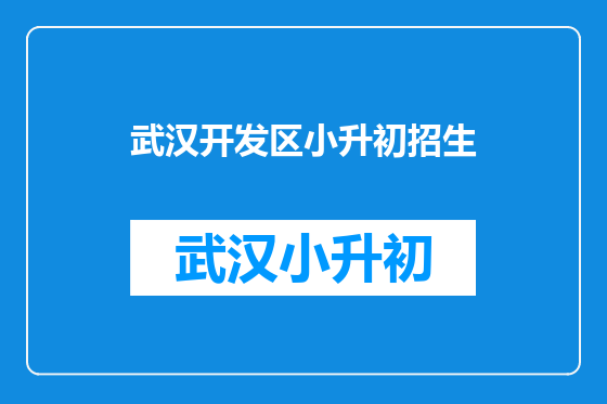 武汉开发区小升初招生