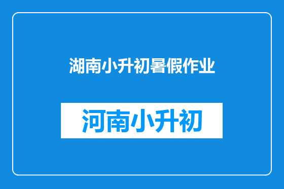 湖南小升初暑假作业