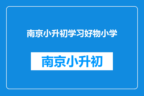 南京小升初学习好物小学