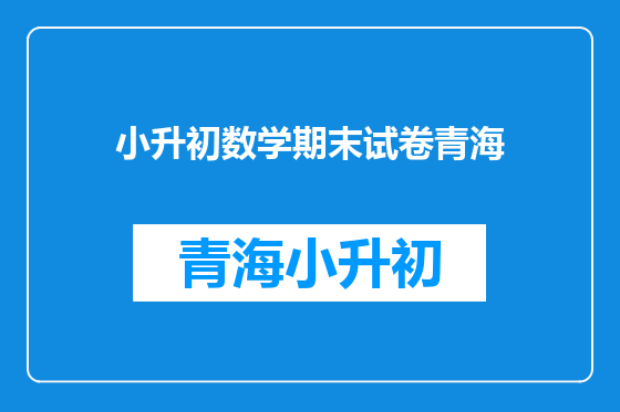 小升初数学期末试卷青海