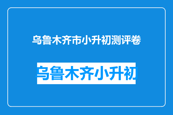 乌鲁木齐市小升初测评卷