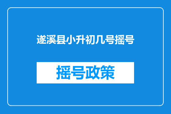 遂溪县小升初几号摇号