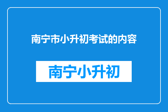 南宁市小升初考试的内容