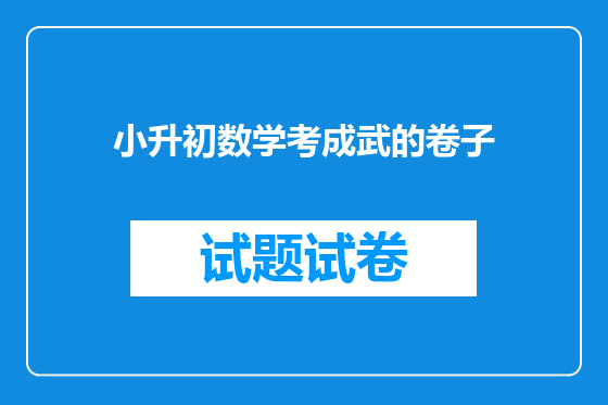 小升初数学考成武的卷子