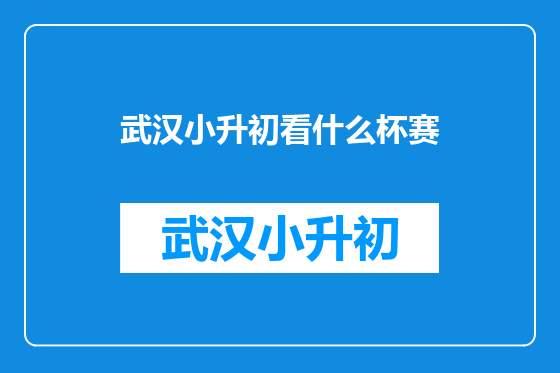 武汉小升初看什么杯赛