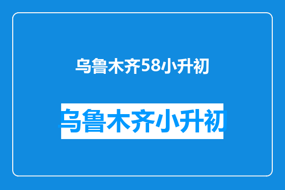 乌鲁木齐58小升初