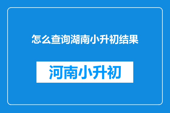 怎么查询湖南小升初结果