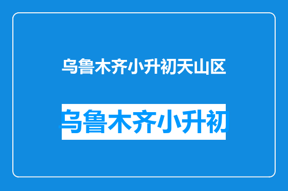 乌鲁木齐小升初天山区
