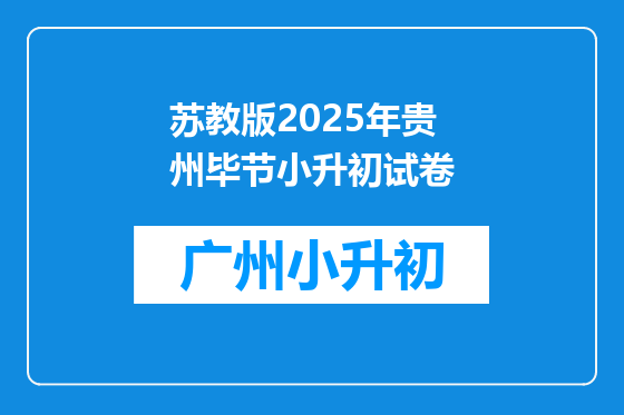 苏教版2025年贵州毕节小升初试卷