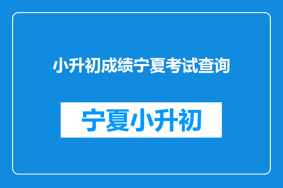 小升初成绩宁夏考试查询