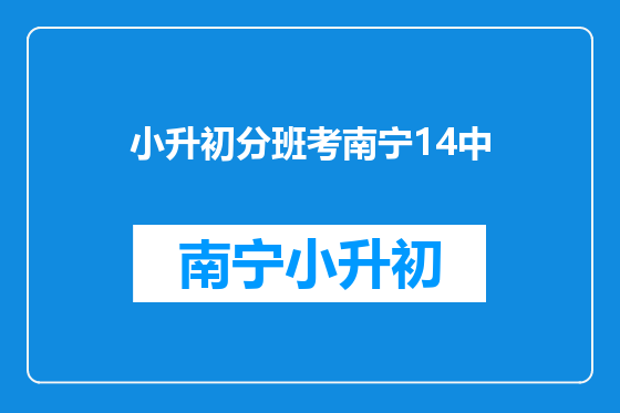 小升初分班考南宁14中