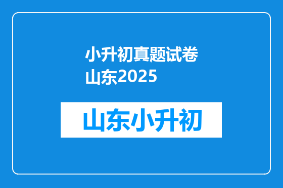 小升初真题试卷山东2025