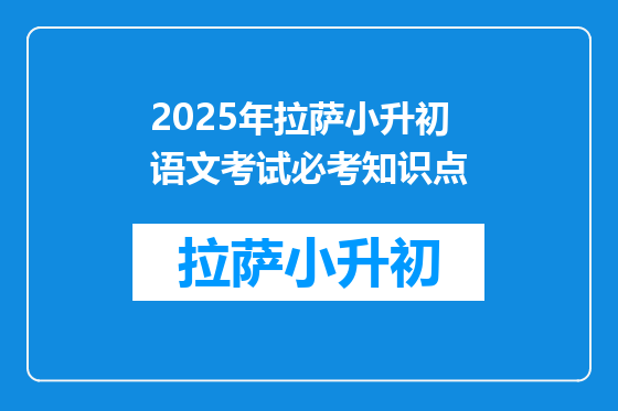 2025年拉萨小升初语文考试必考知识点