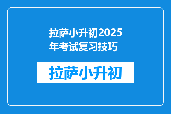 拉萨小升初2025年考试复习技巧