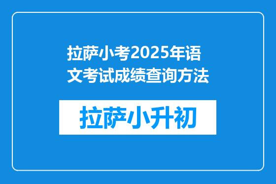 拉萨小考2025年语文考试成绩查询方法