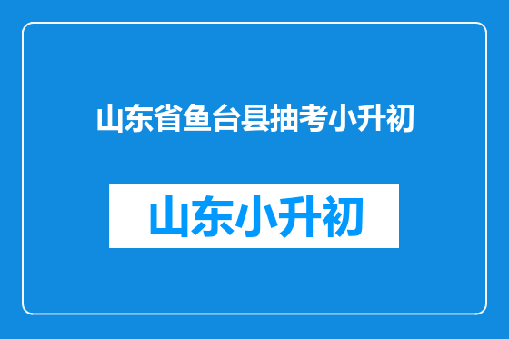 山东省鱼台县抽考小升初