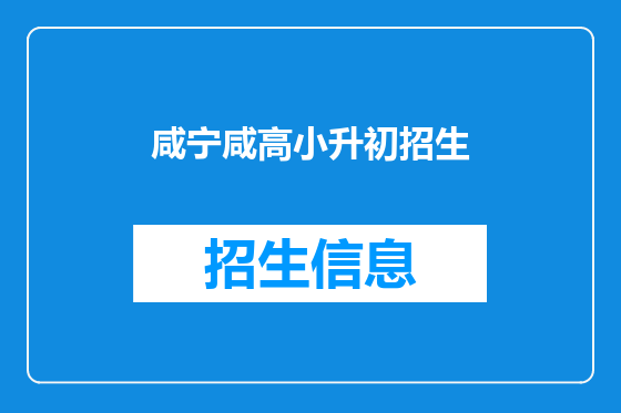 咸宁咸高小升初招生