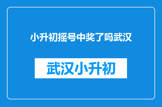 小升初摇号中奖了吗武汉