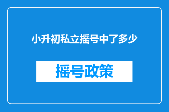 小升初私立摇号中了多少