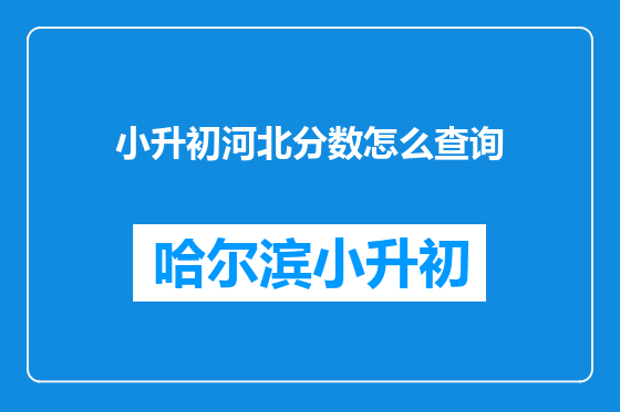 小升初河北分数怎么查询